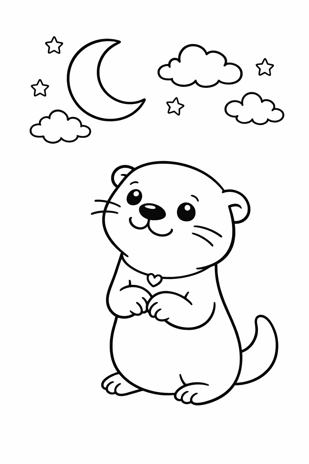 A cute otter looking at the moon