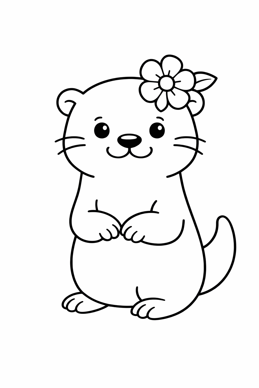 A cute otter with a flower on its head