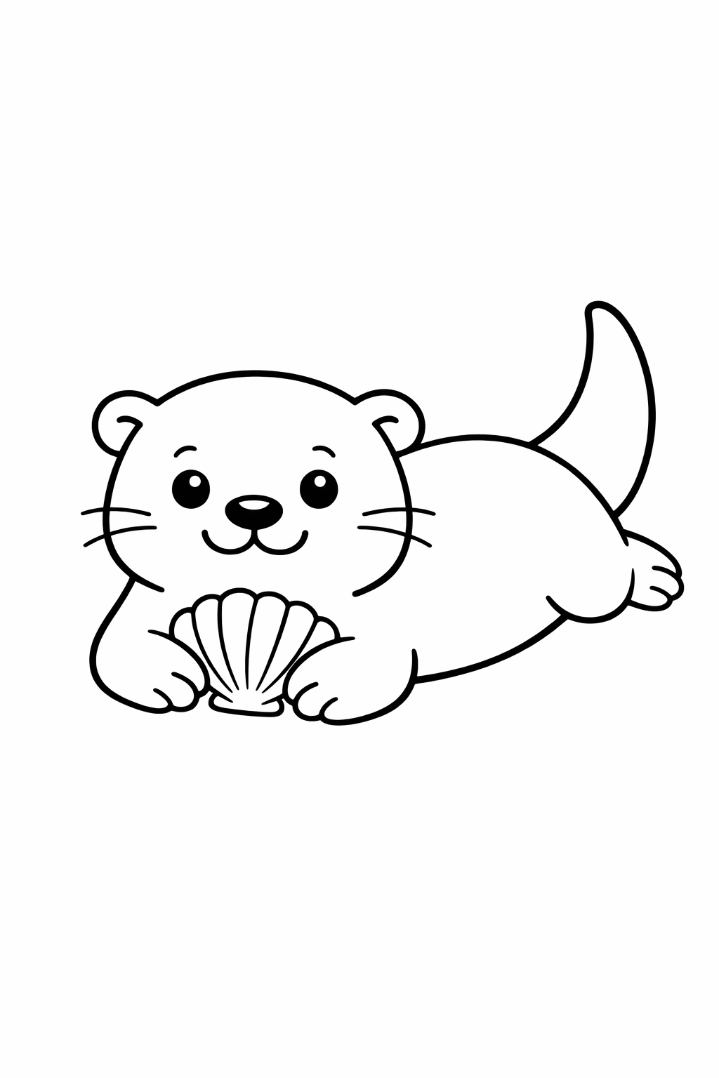 A cute otter lying on its tummy