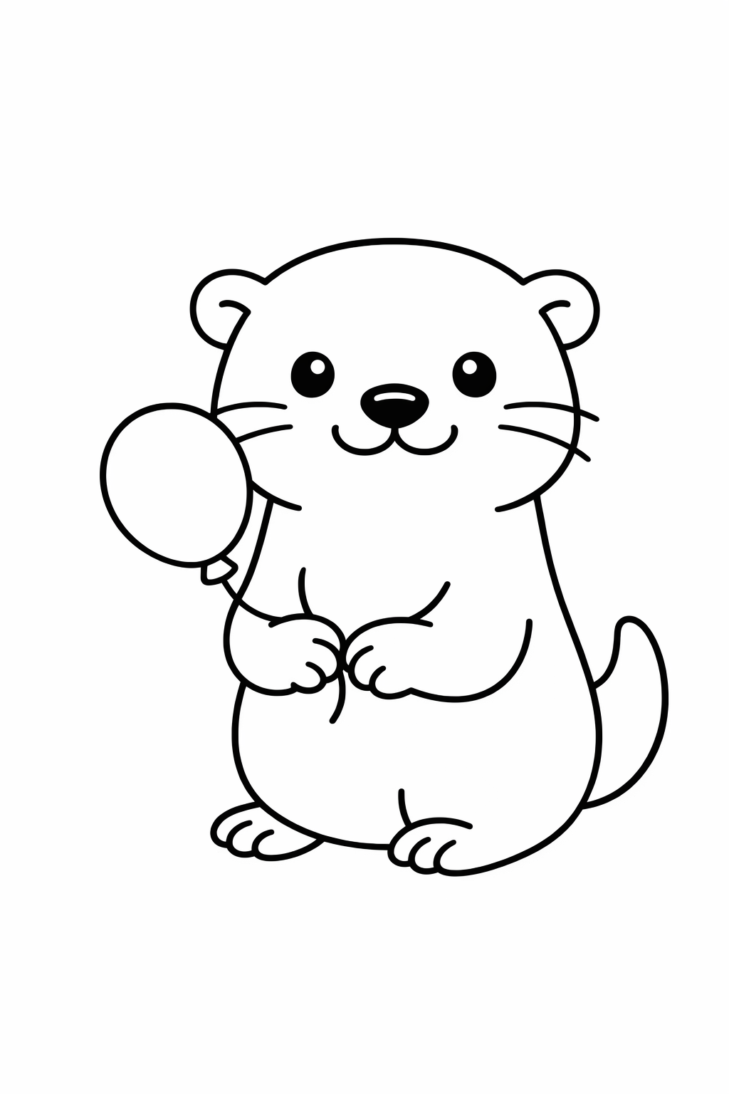 A cute otter holding a small balloon