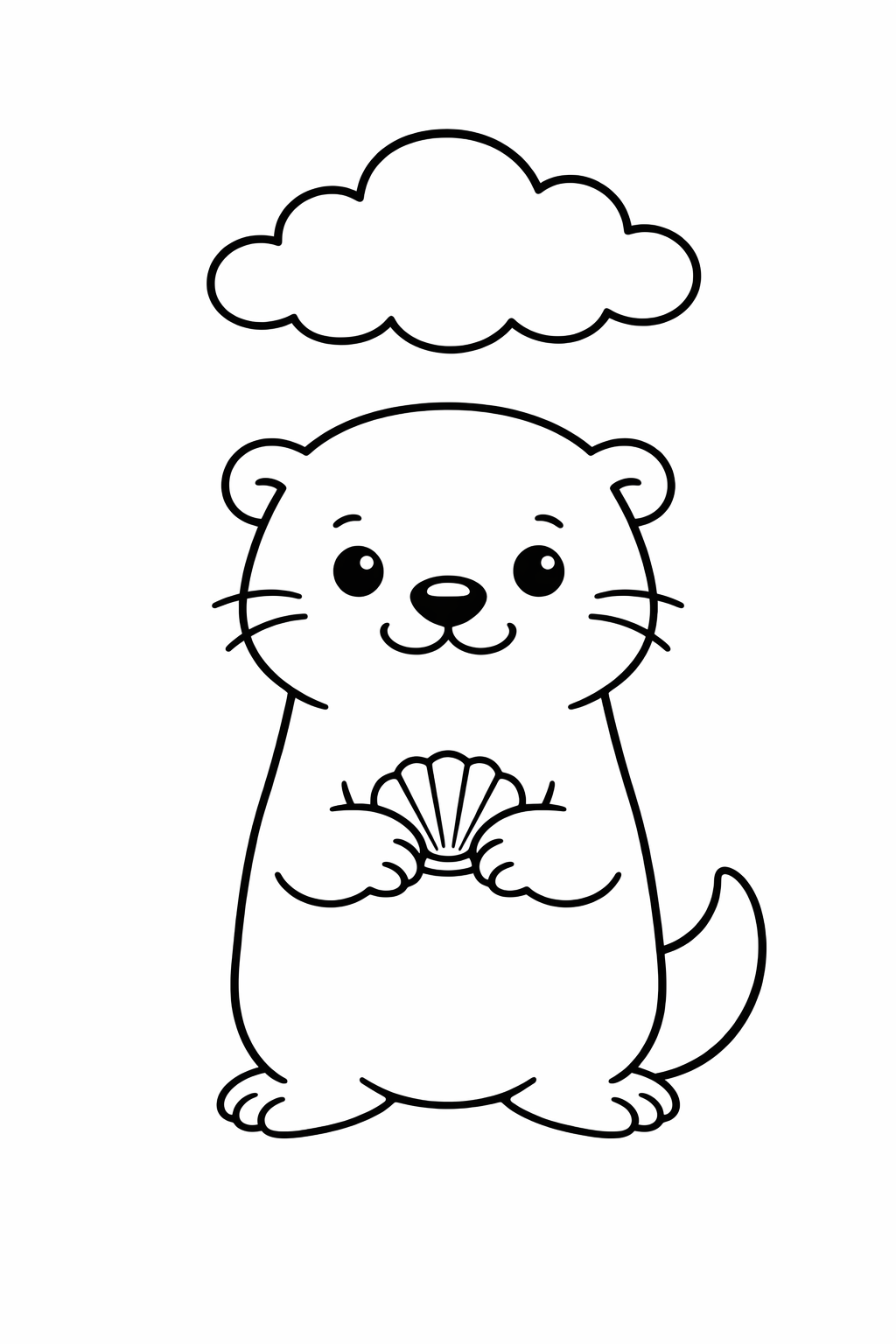 A cute otter sitting under a cloud