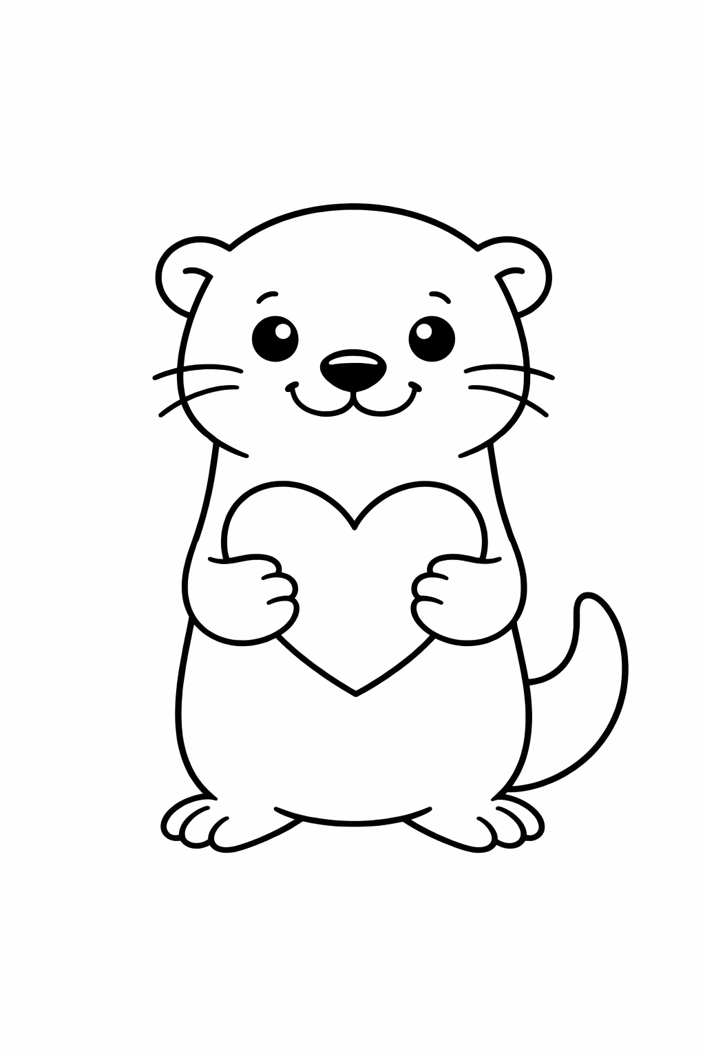 A cute otter holding a heart