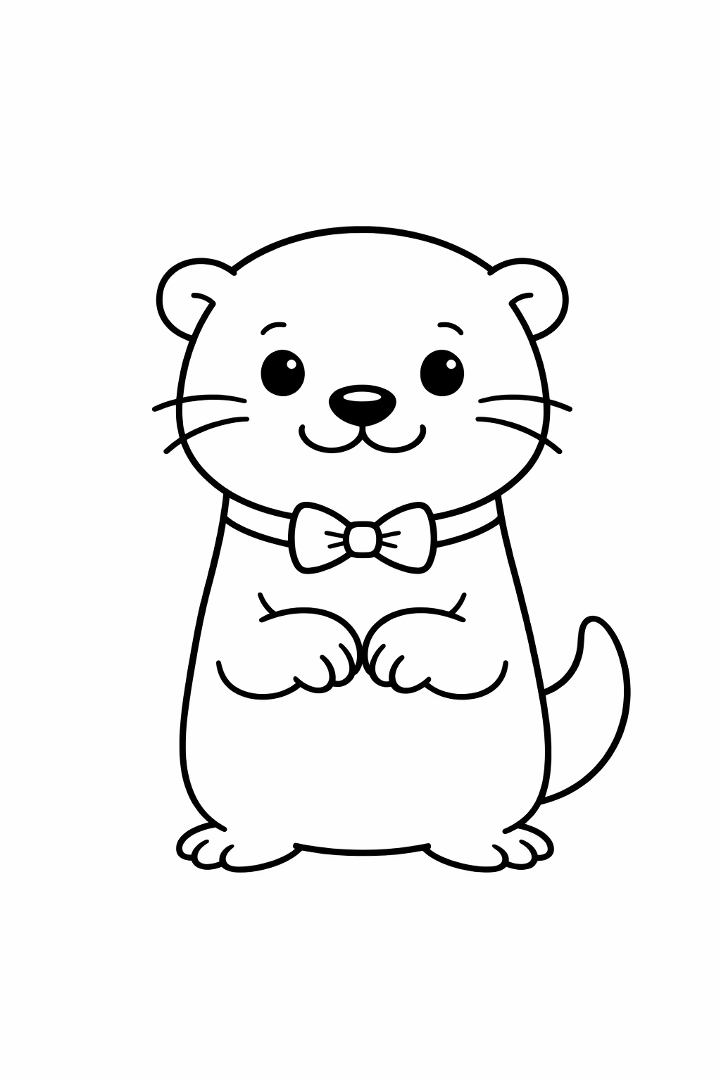 A cute otter wearing a tiny bow