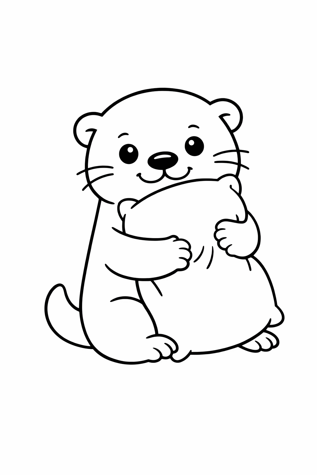 A cute otter hugging a pillow