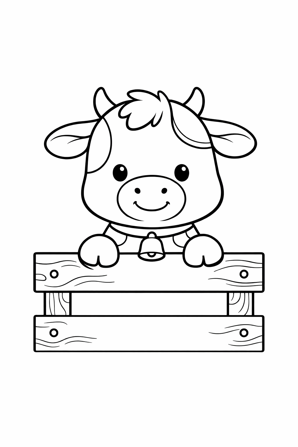 A calf peeking over a fence