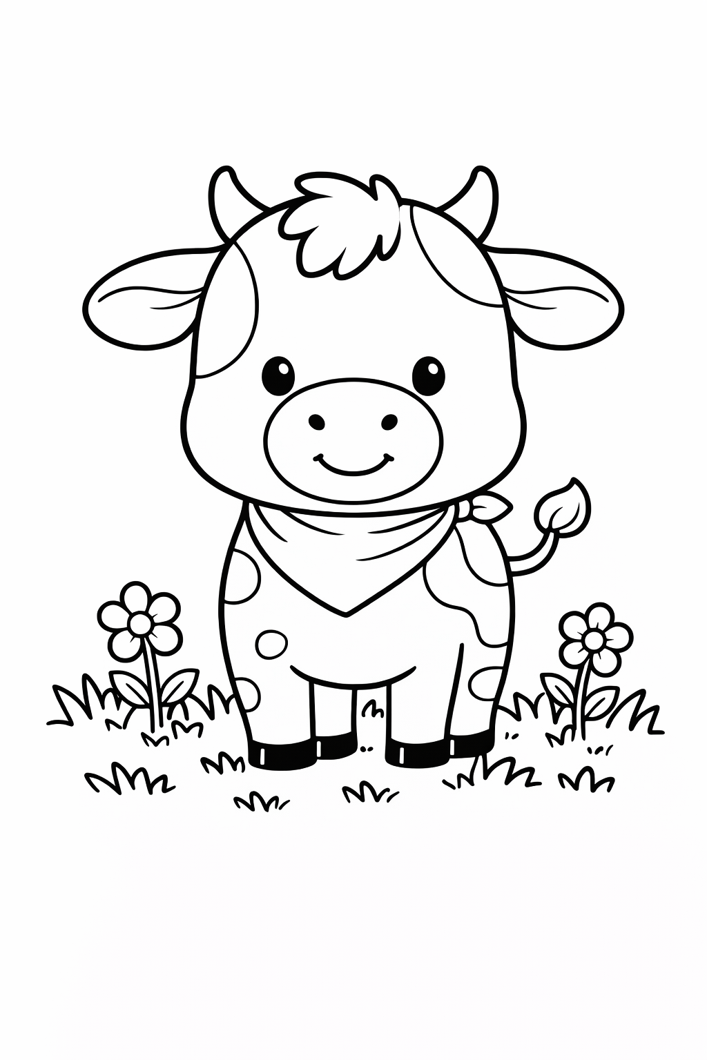 A cute calf standing in a field