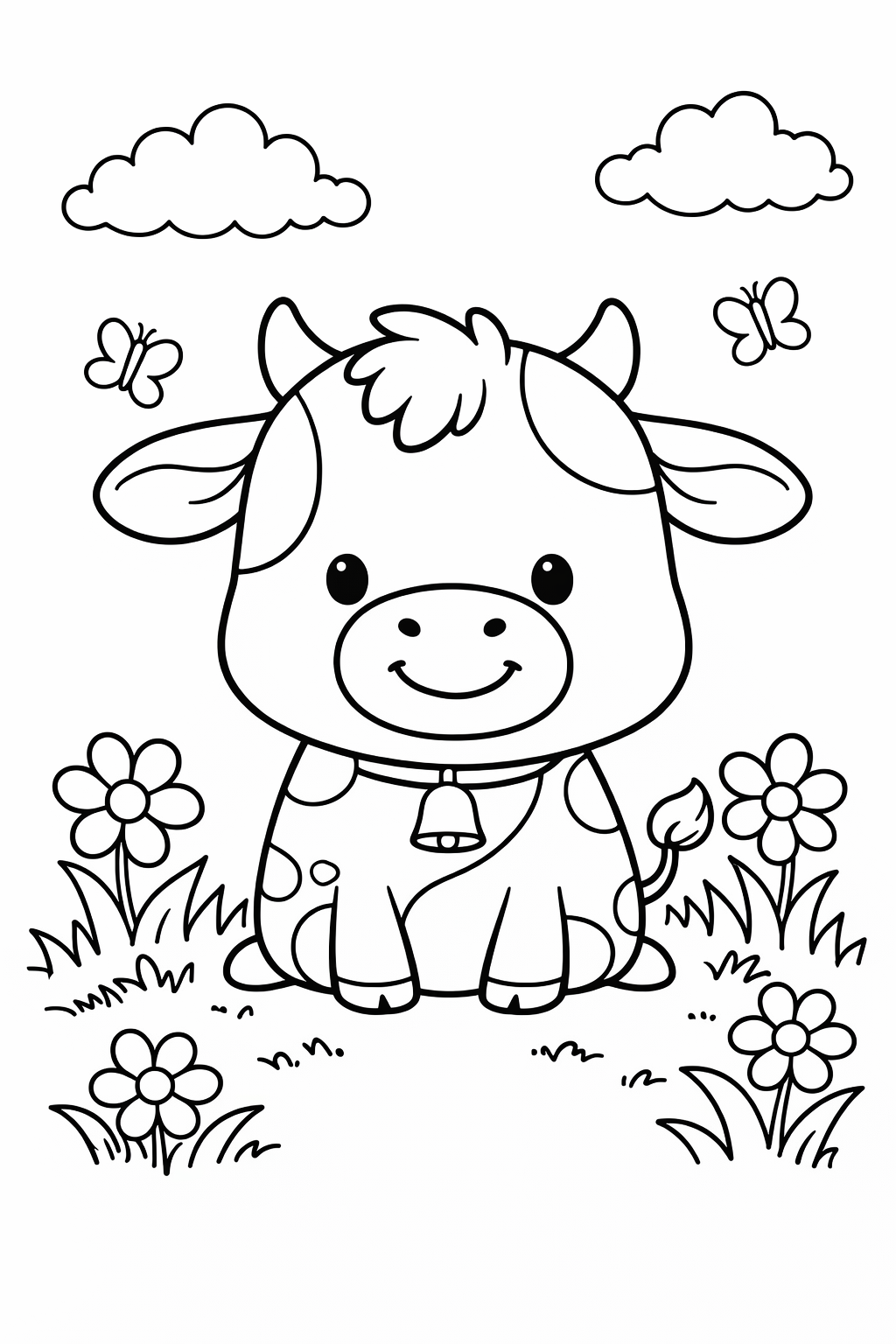A cow in a spring meadow