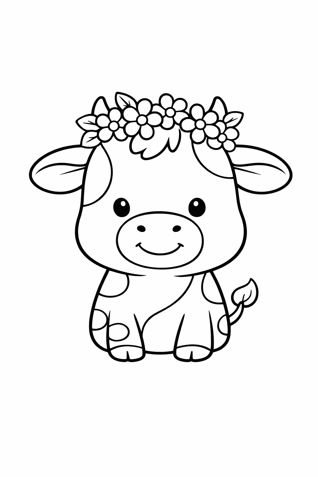 A calf wearing a flower crown