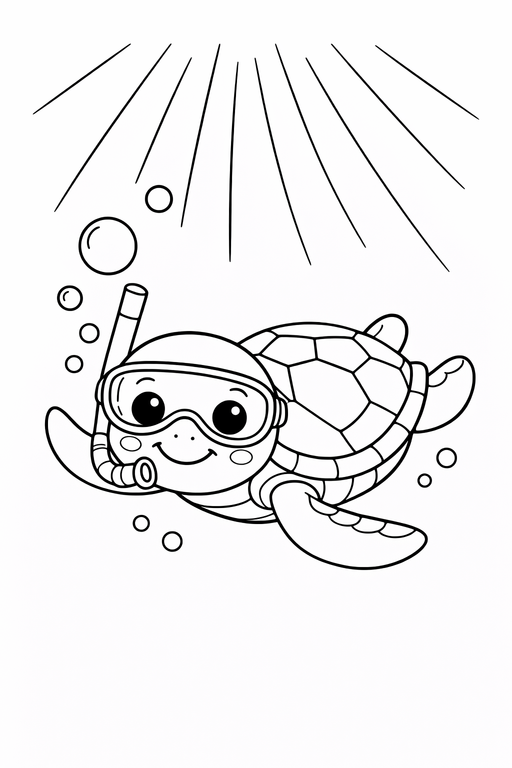 Sea Turtle Swimming Through Sunbeams