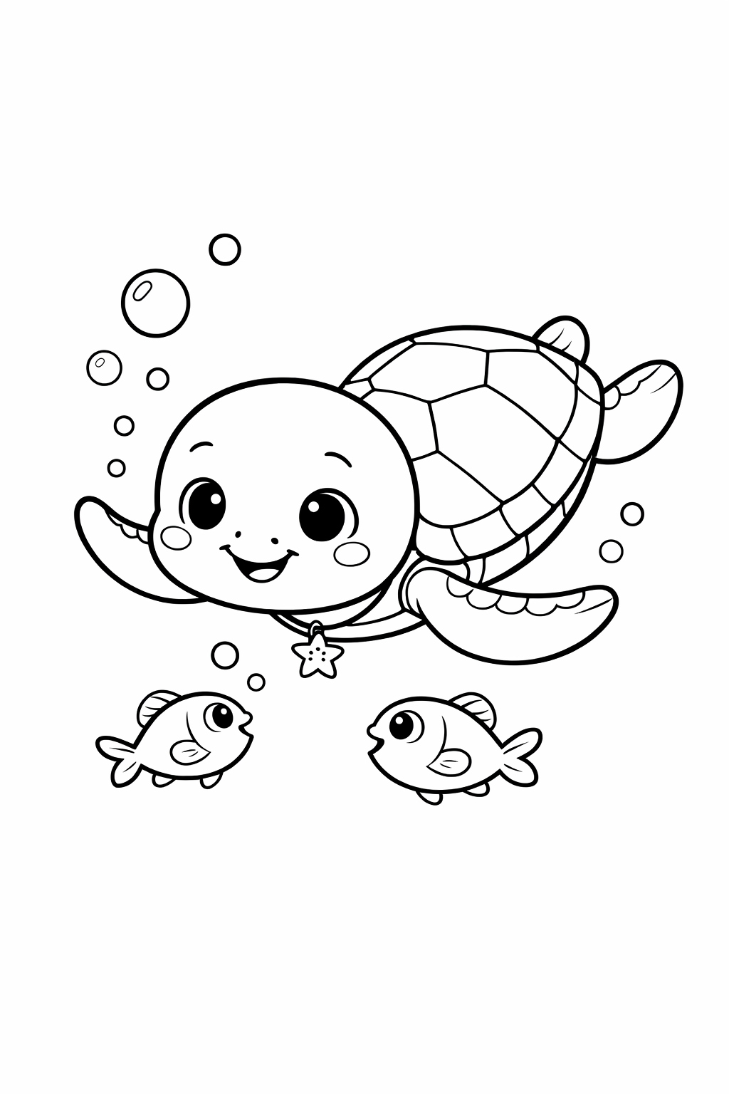 Baby Sea Turtle Chasing Tiny Fish