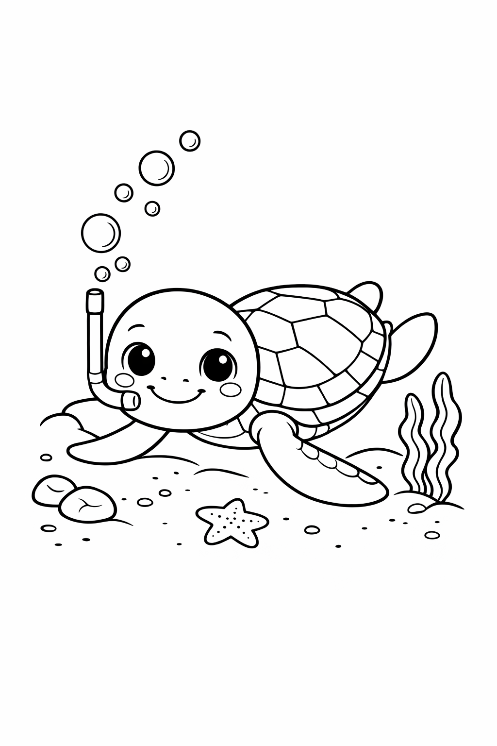 Sea Turtle Exploring the Ocean Floor