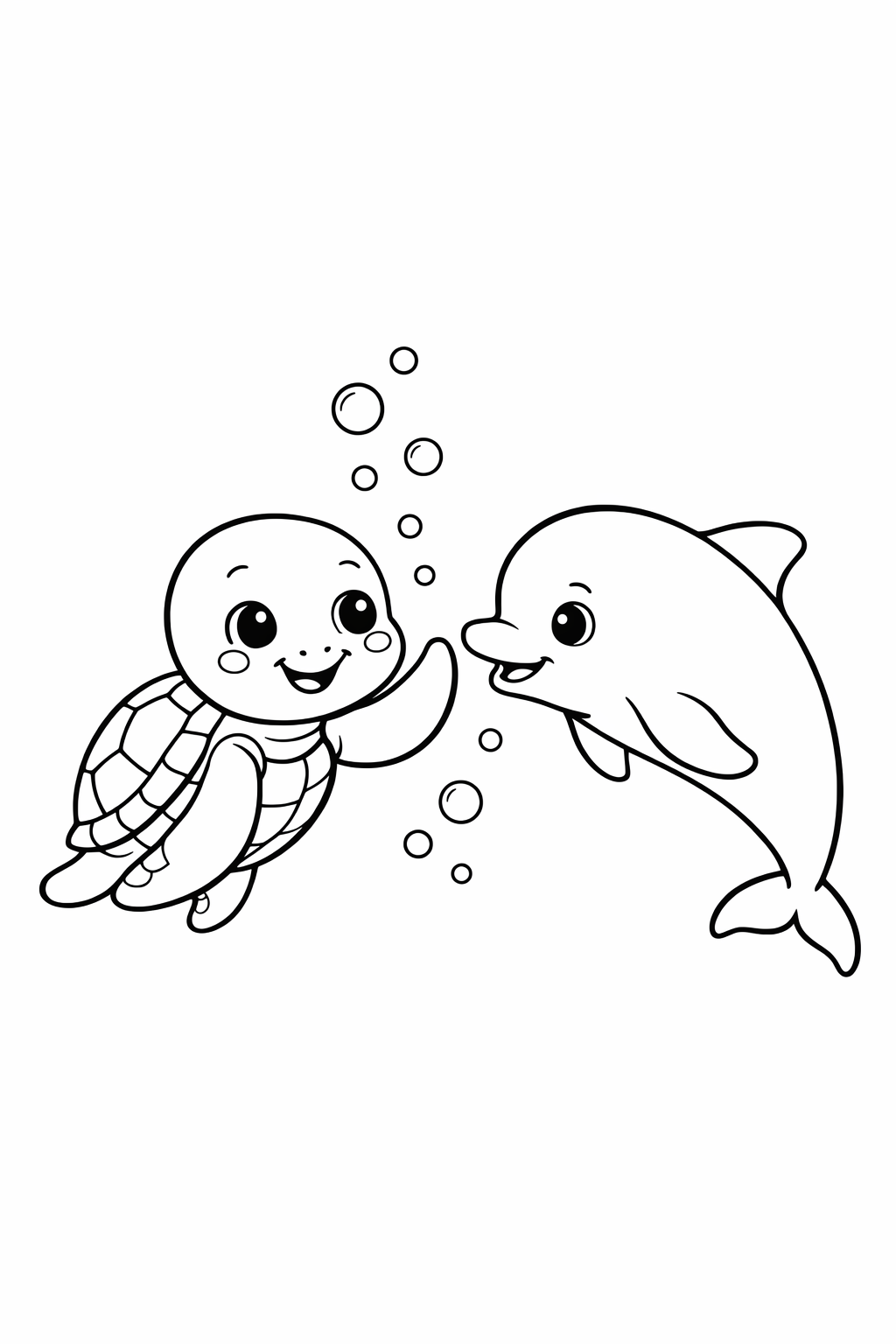 Sea Turtle Greeting a Dolphin Friend