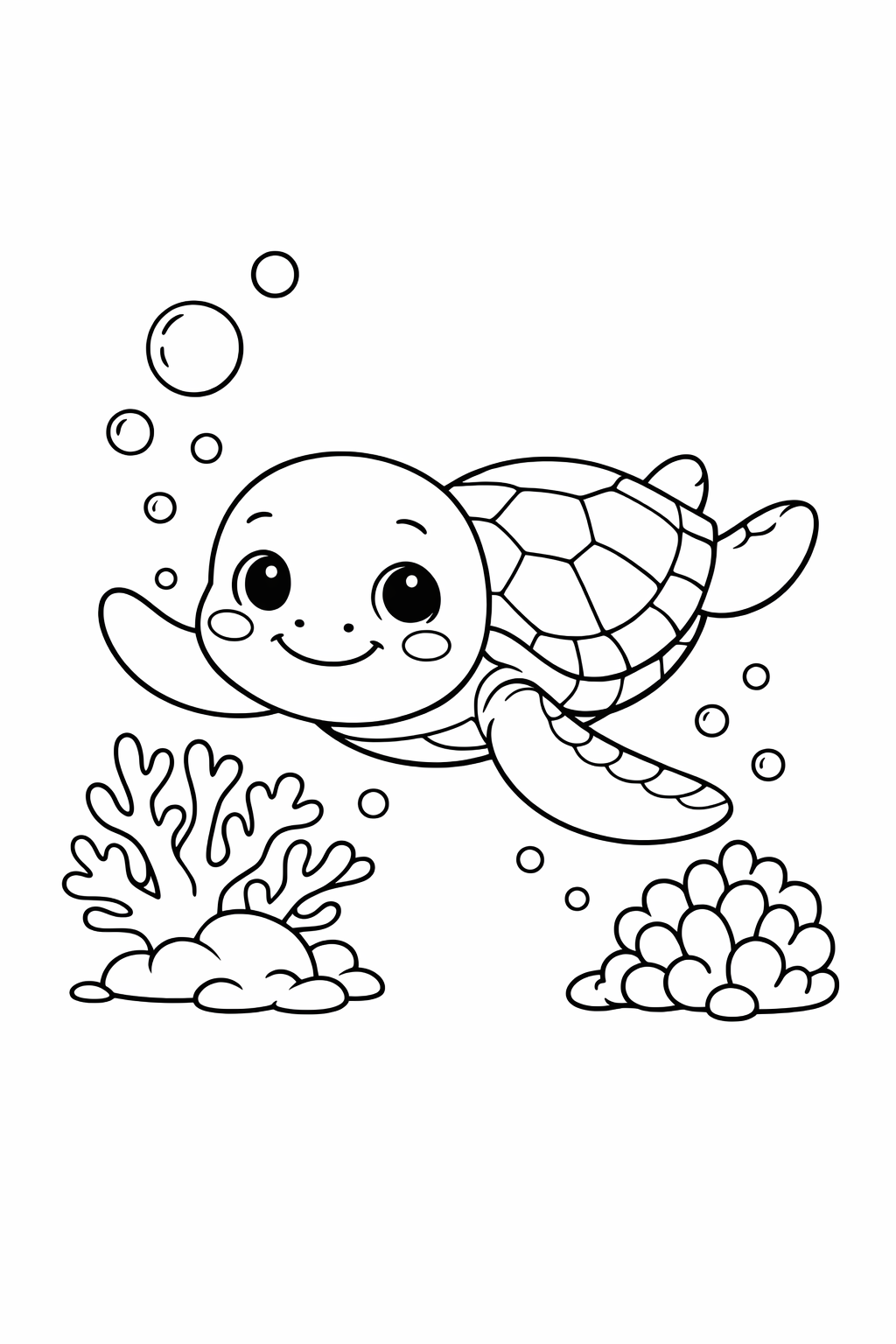 Sea Turtle Gliding Past Coral Reef