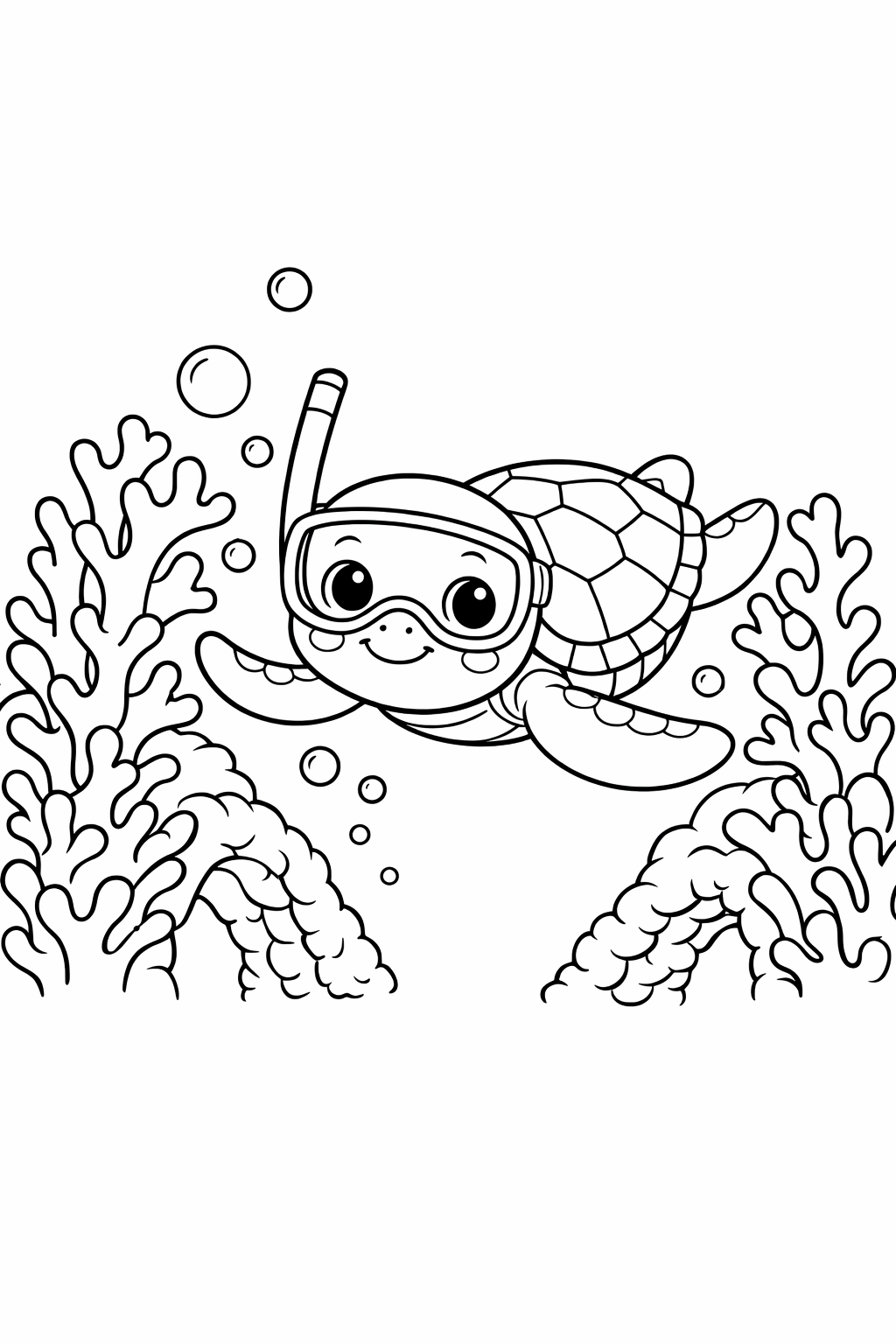 Sea Turtle Diving Between Coral Arches