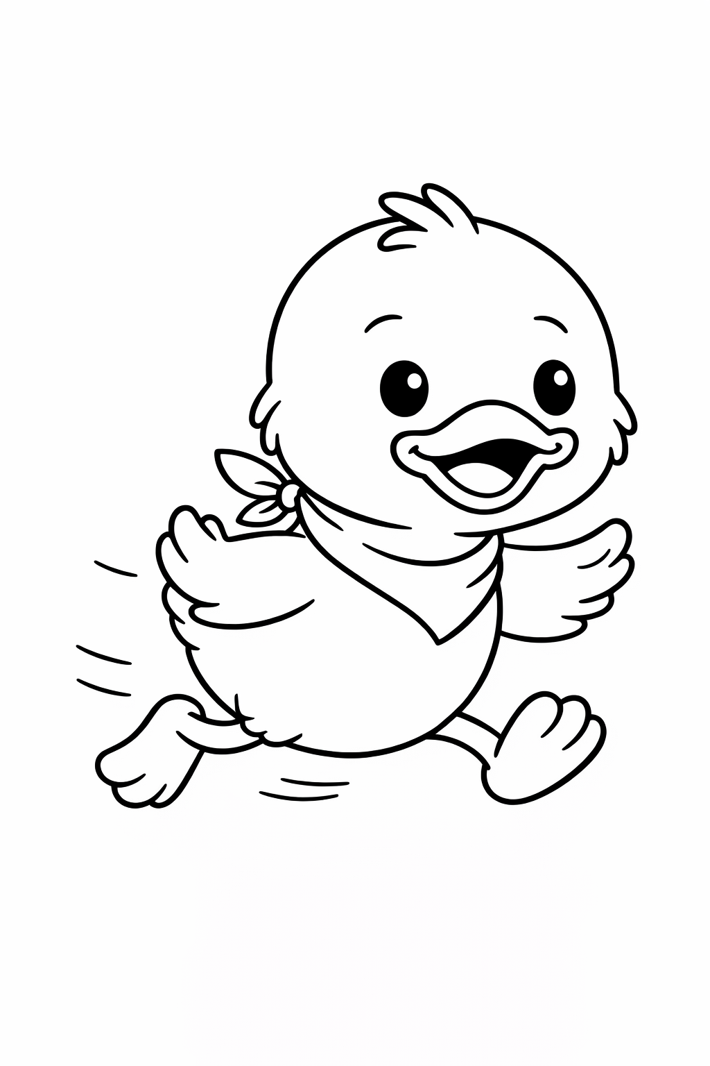 A cute duckling running with little duck zoomies