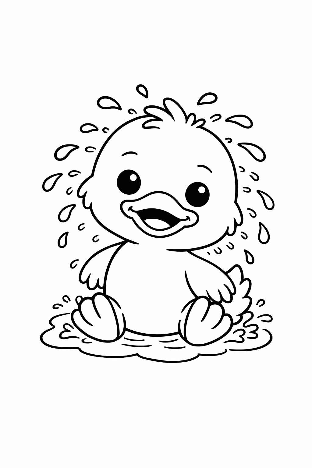 A cute duckling shaking off water