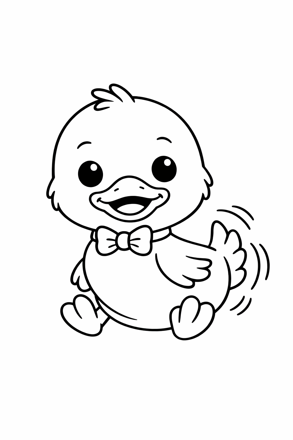 A cute duckling shaking its tail