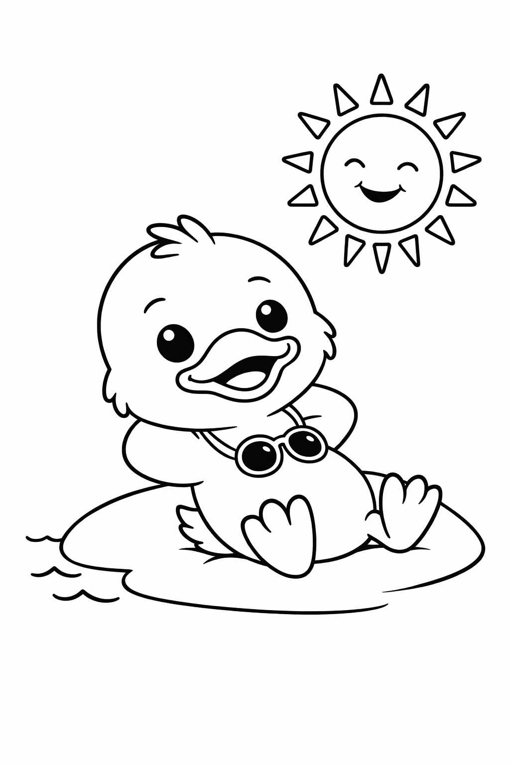 A cute duckling sunning on the bank