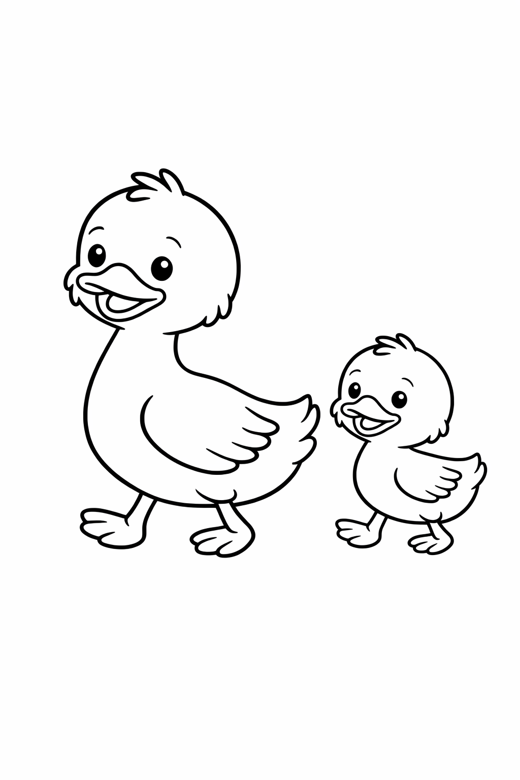 A cute duckling following its mother