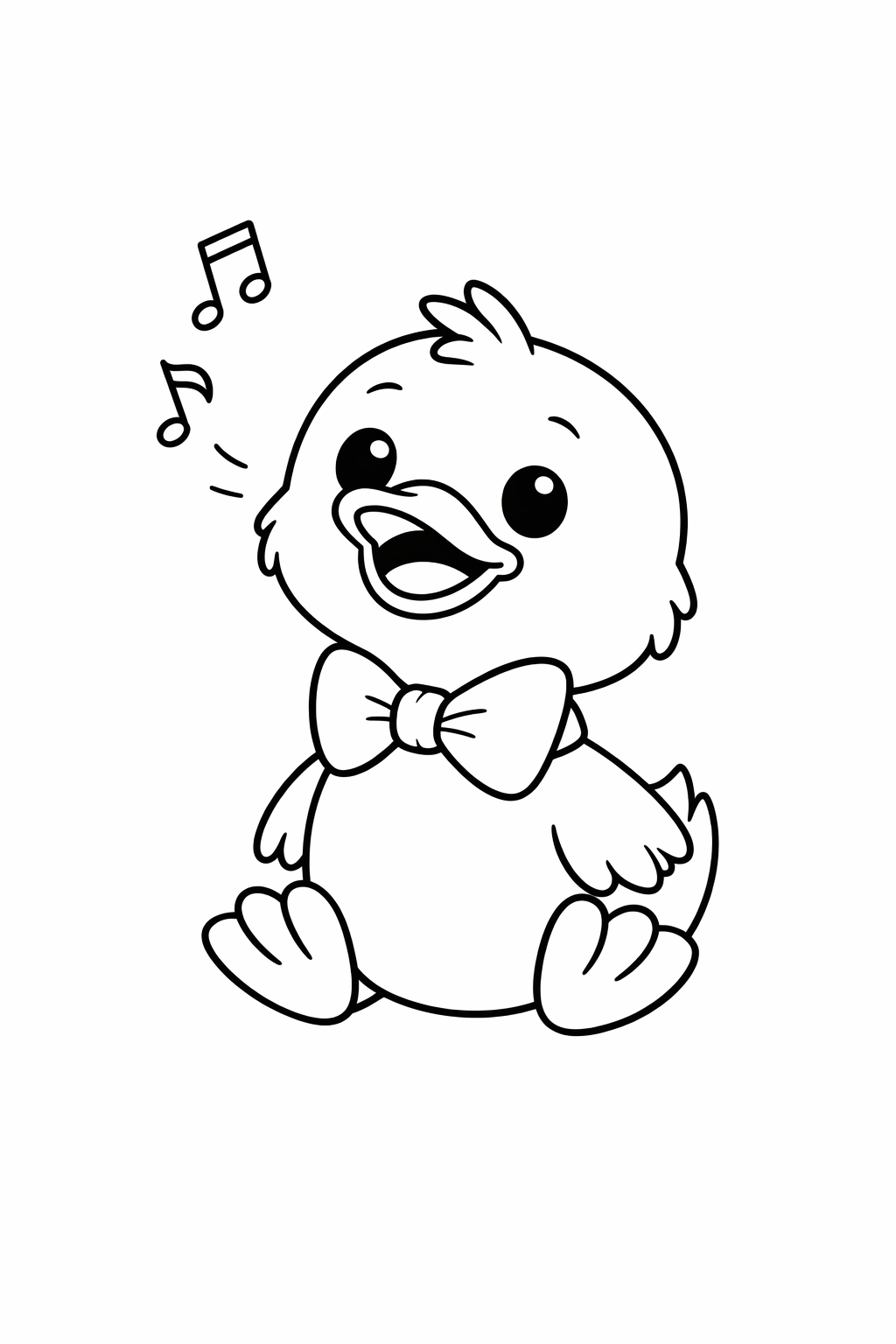 A cute duckling looking up and chirping