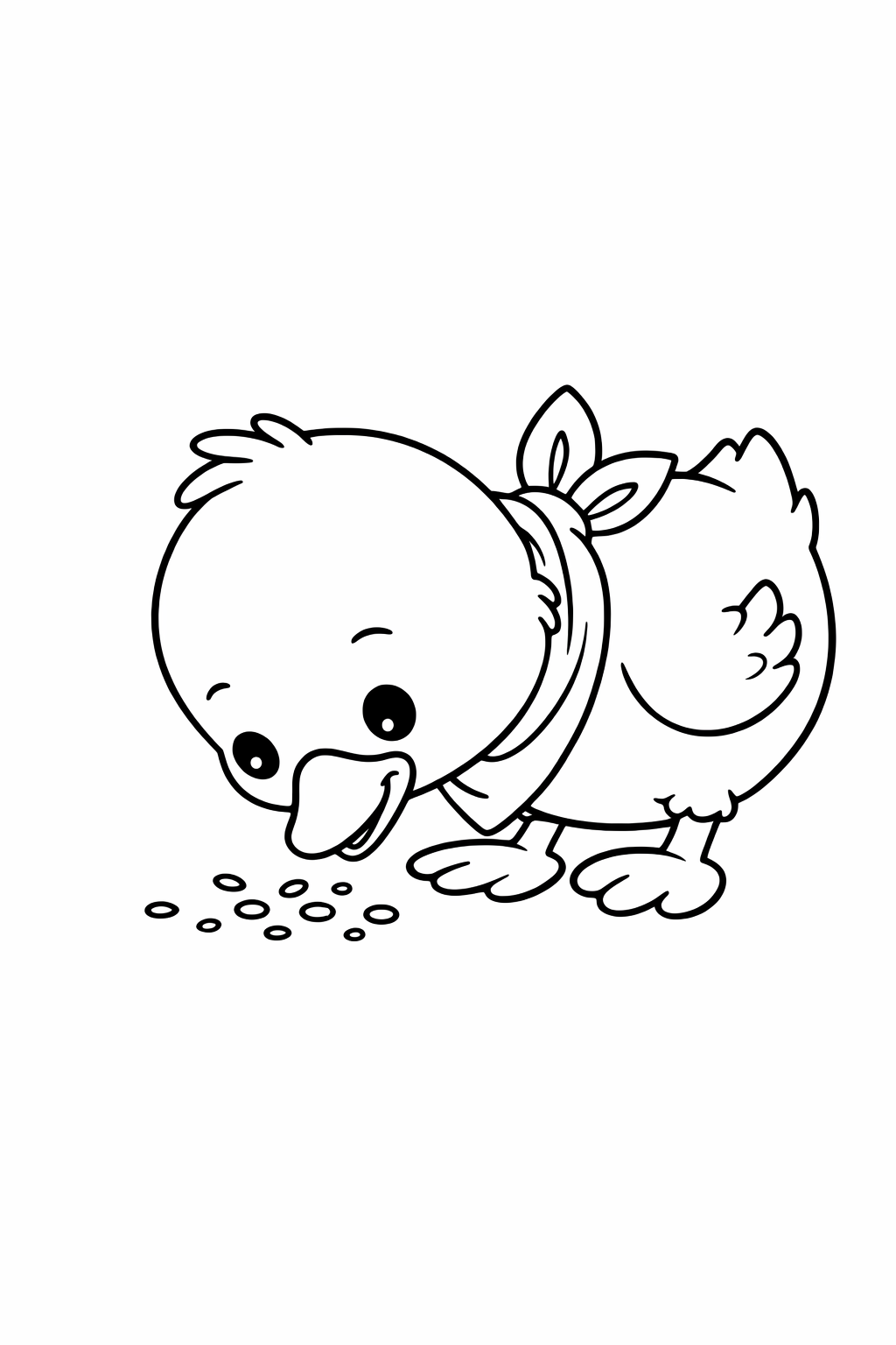 A cute duckling pecking at the ground