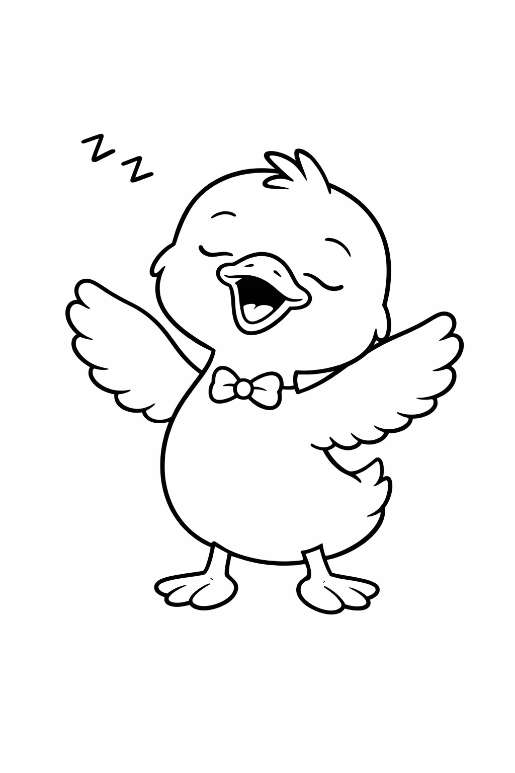 A cute duckling waking up and stretching its neck