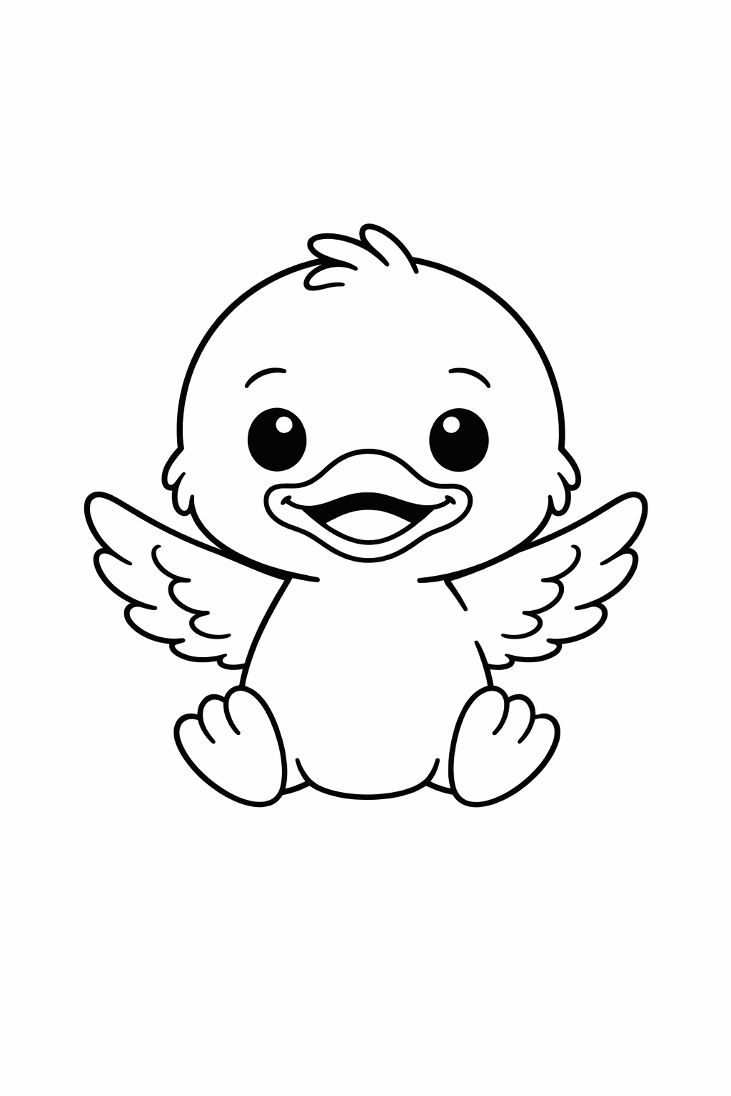 A cute duckling stretching its tiny wings