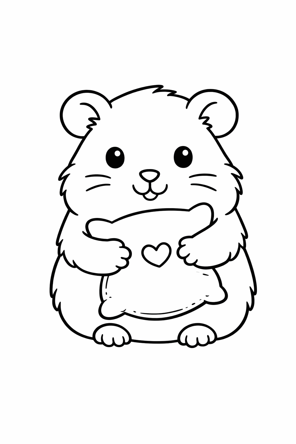 A cute guinea pig hugging a small pillow