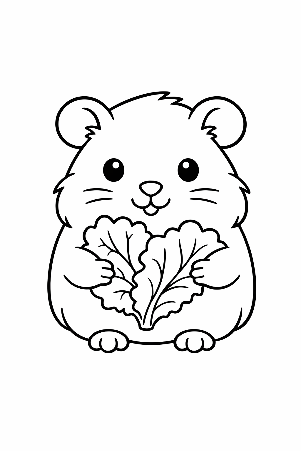 A cute guinea pig holding a lettuce leaf