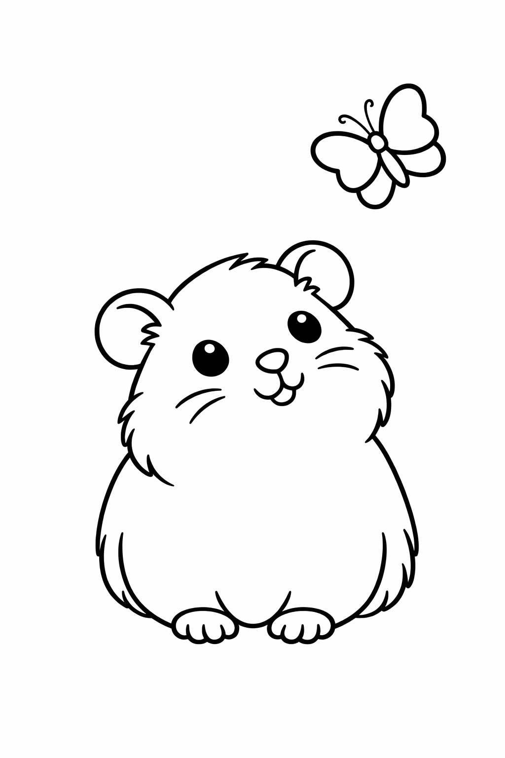 A cute guinea pig looking up at a butterfly