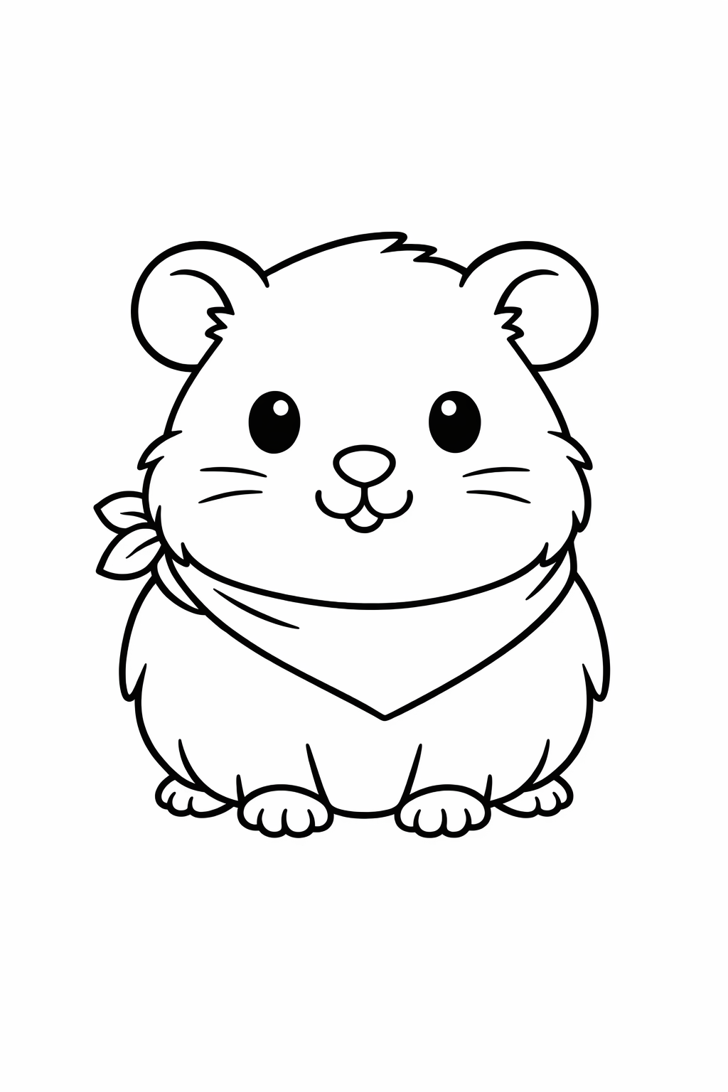 A cute guinea pig sitting like a fluffy potato