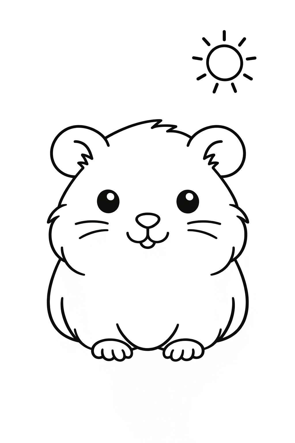 A cute guinea pig with a tiny sun above it