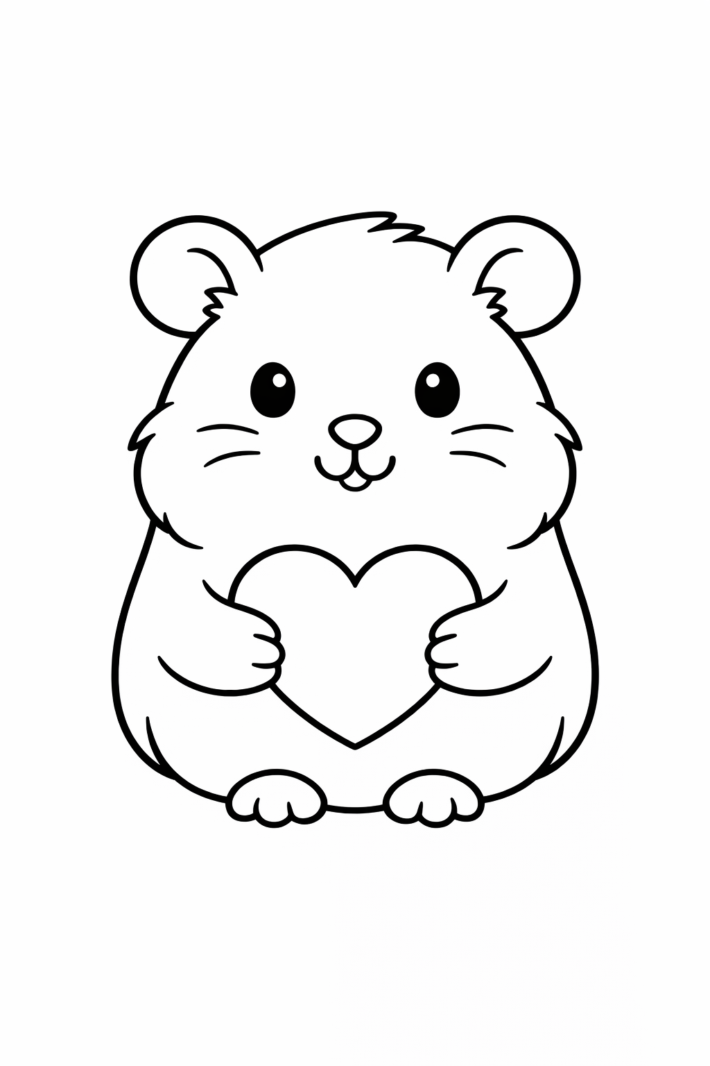 A cute guinea pig sitting with a heart