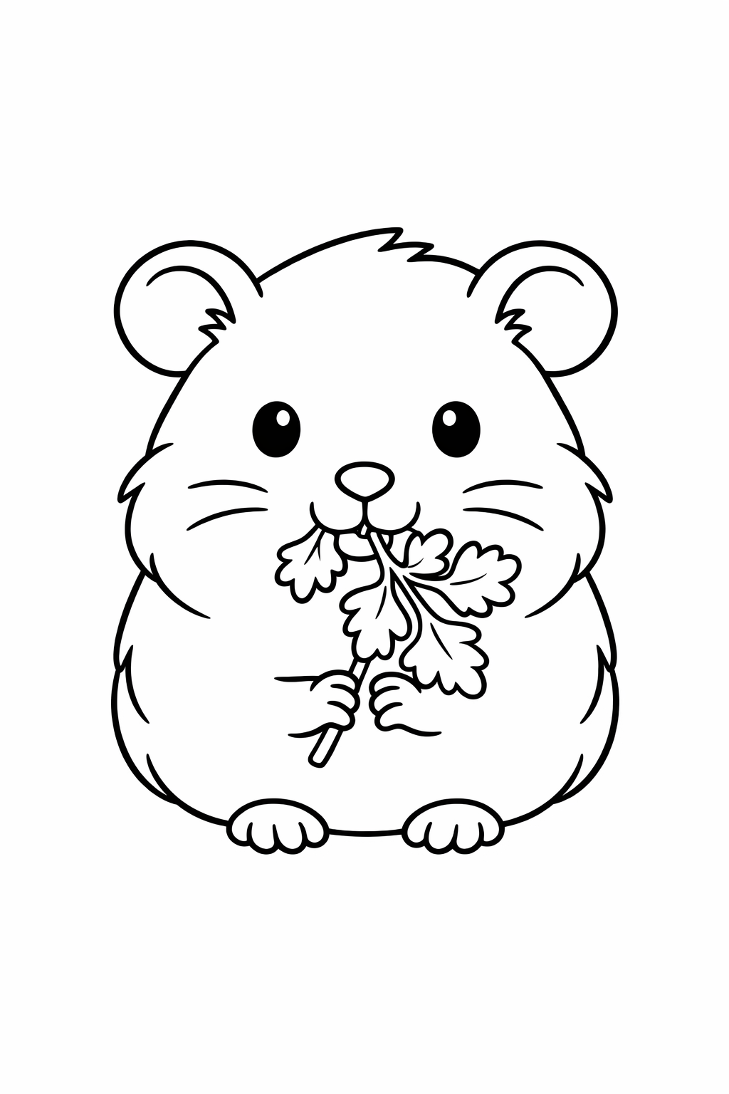 A cute guinea pig nibbling parsley