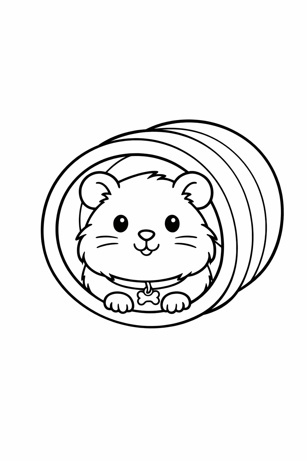 A cute guinea pig peeking out of a tunnel