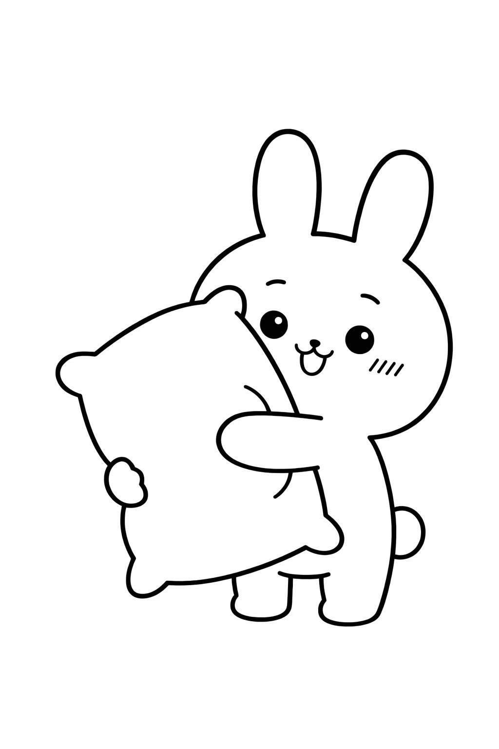 Usagi hugging a pillow