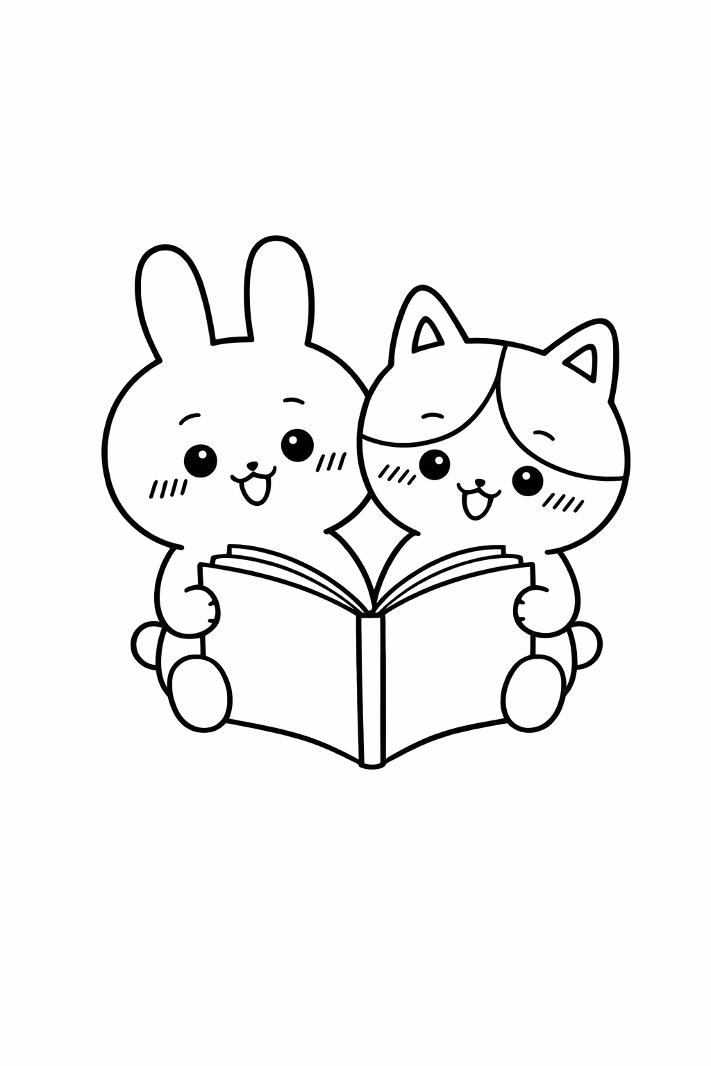 Usagi and Hachiware reading together