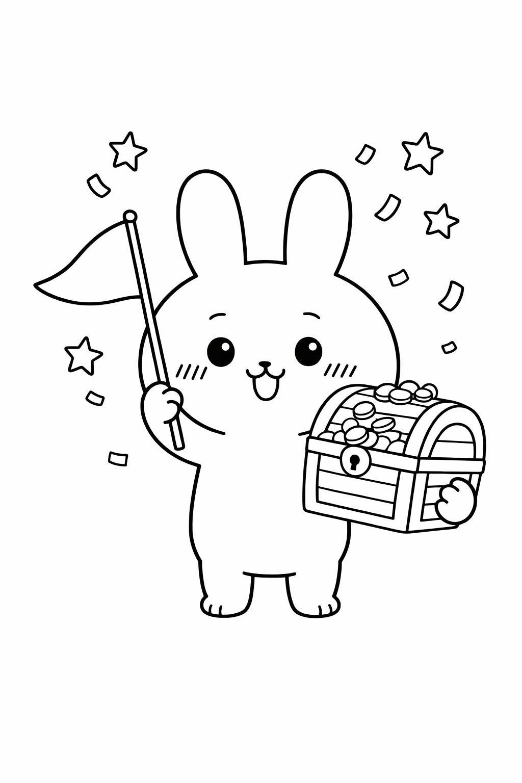 Usagi celebrating at the end of an adventure