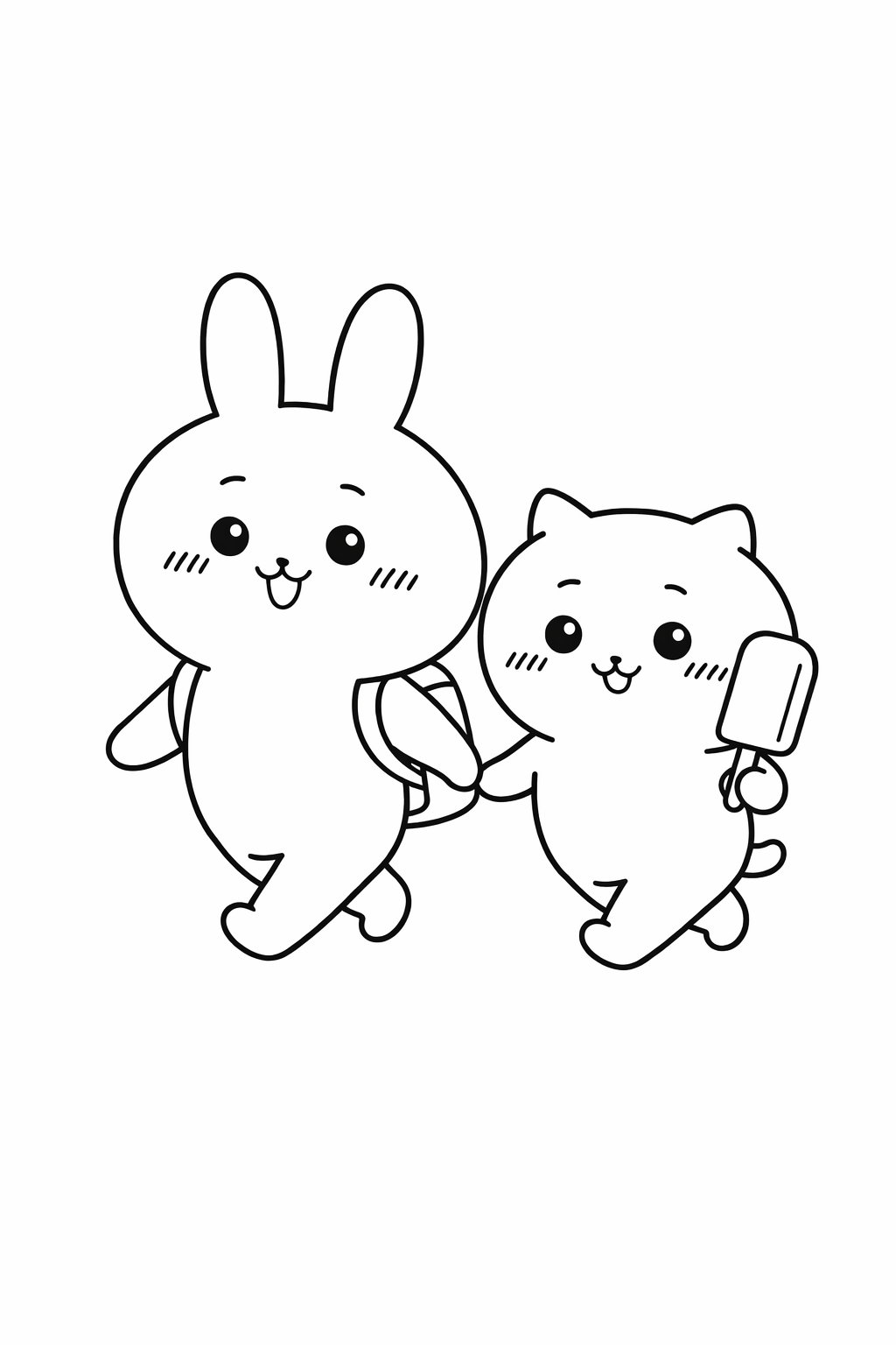 Usagi and Chiikawa walking together