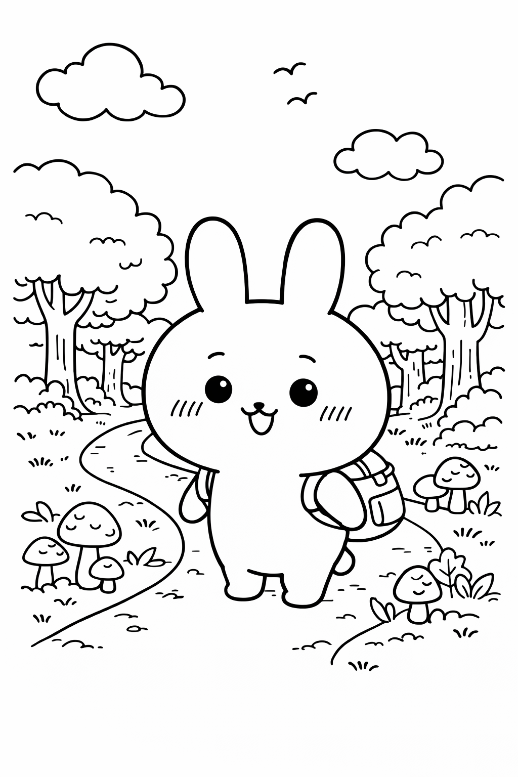 Usagi exploring a tiny forest path