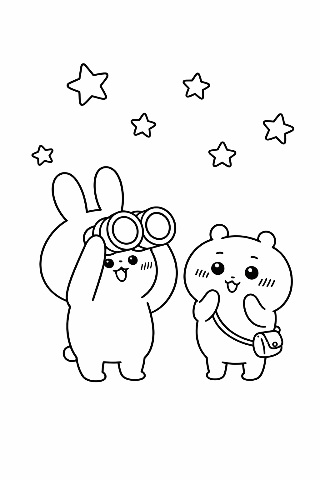 Usagi and Chiikawa looking at stars