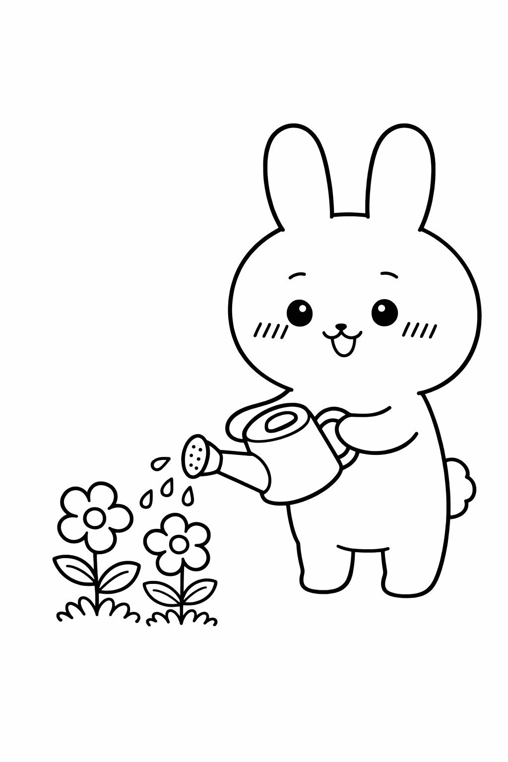 Usagi watering flowers