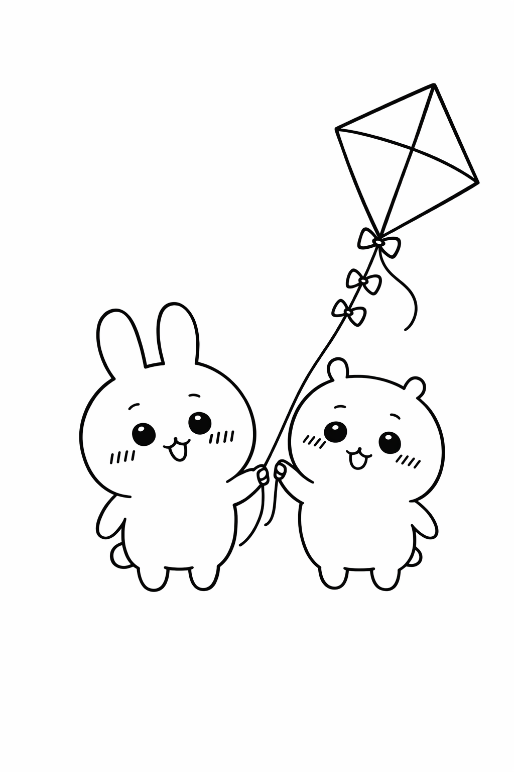 Usagi and Chiikawa flying a kite