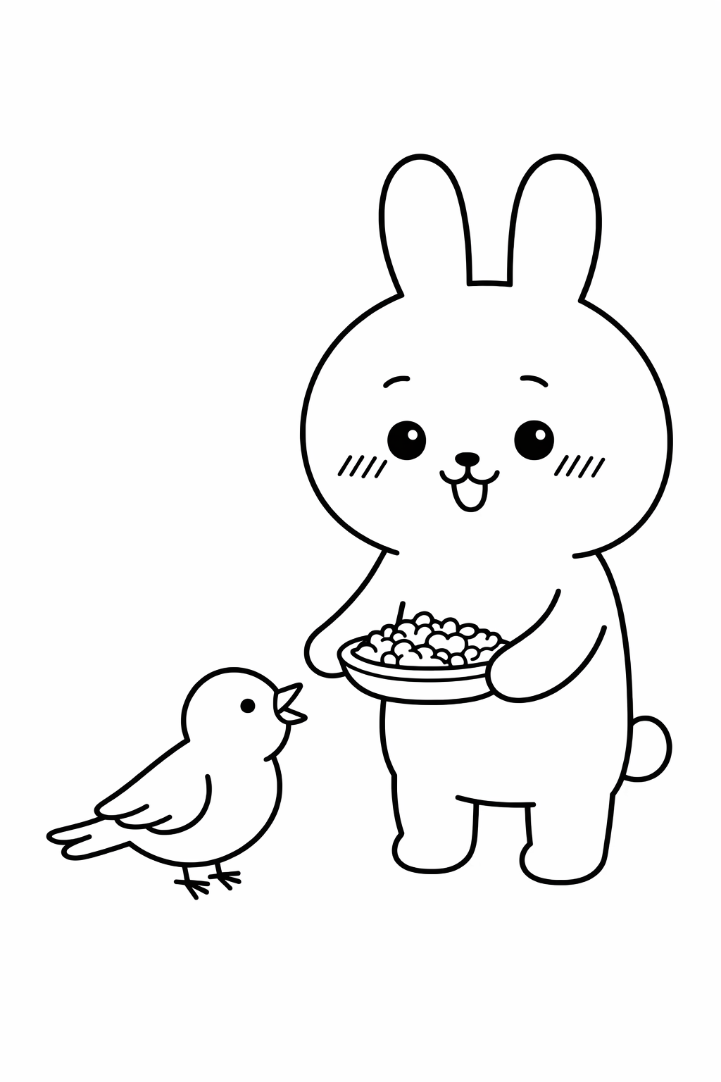 Usagi feeding a bird