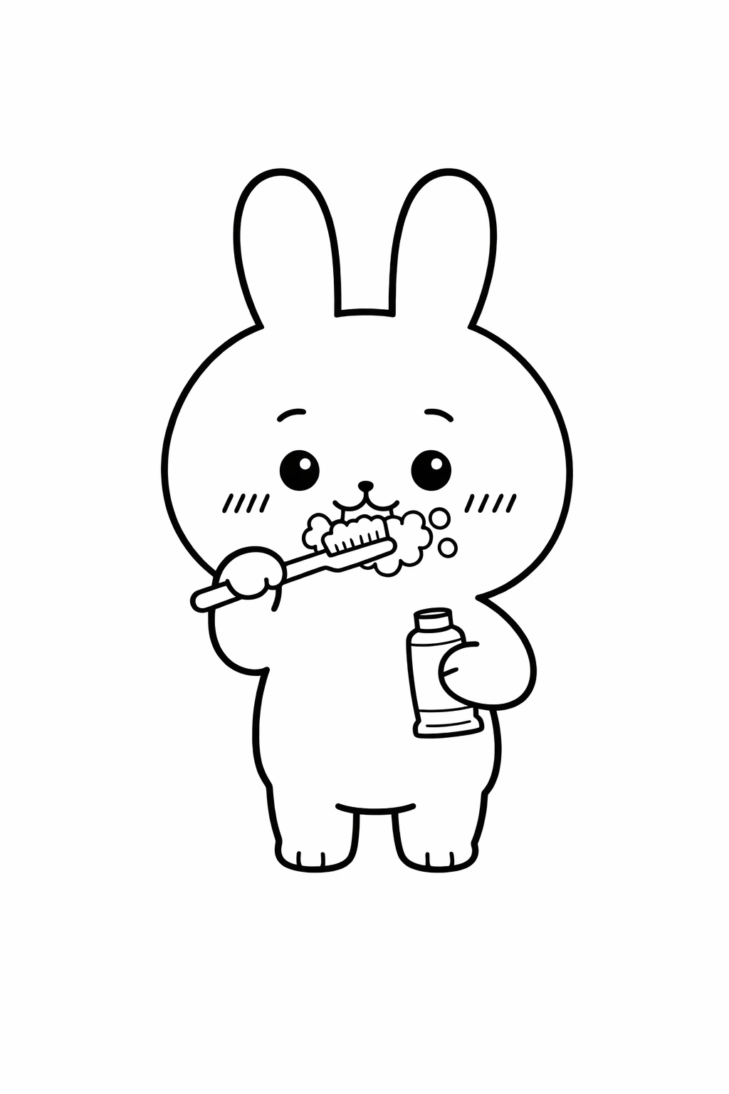 Usagi brushing teeth